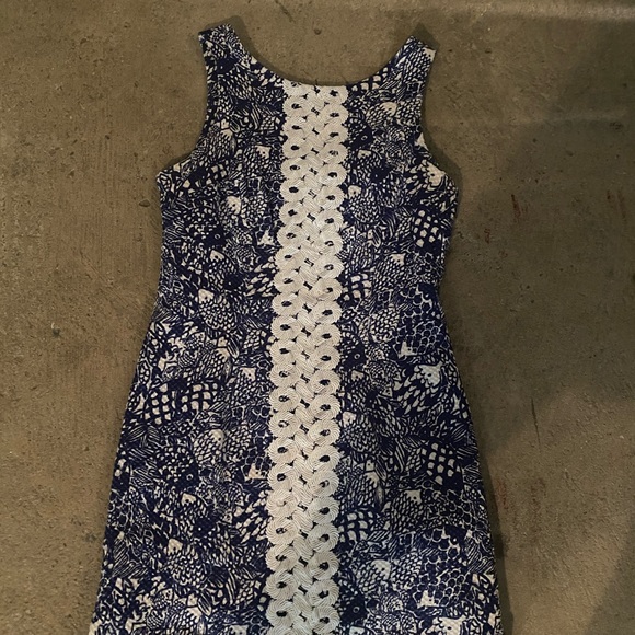 Lilly Pulitzer Target Upstream Fish Shift Dress Sleeveless Blue White 6 - Picture 2 of 8